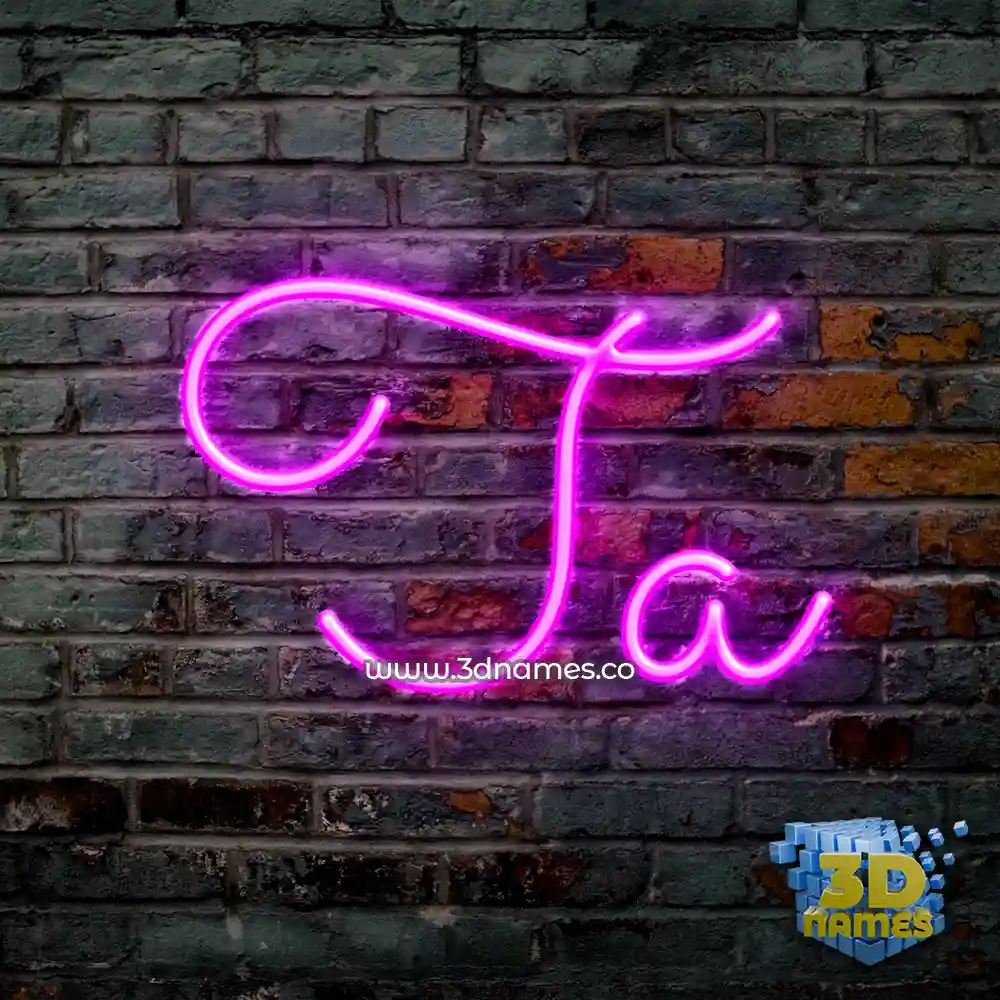 ta in Pink Neon style - 3D name wallpaper