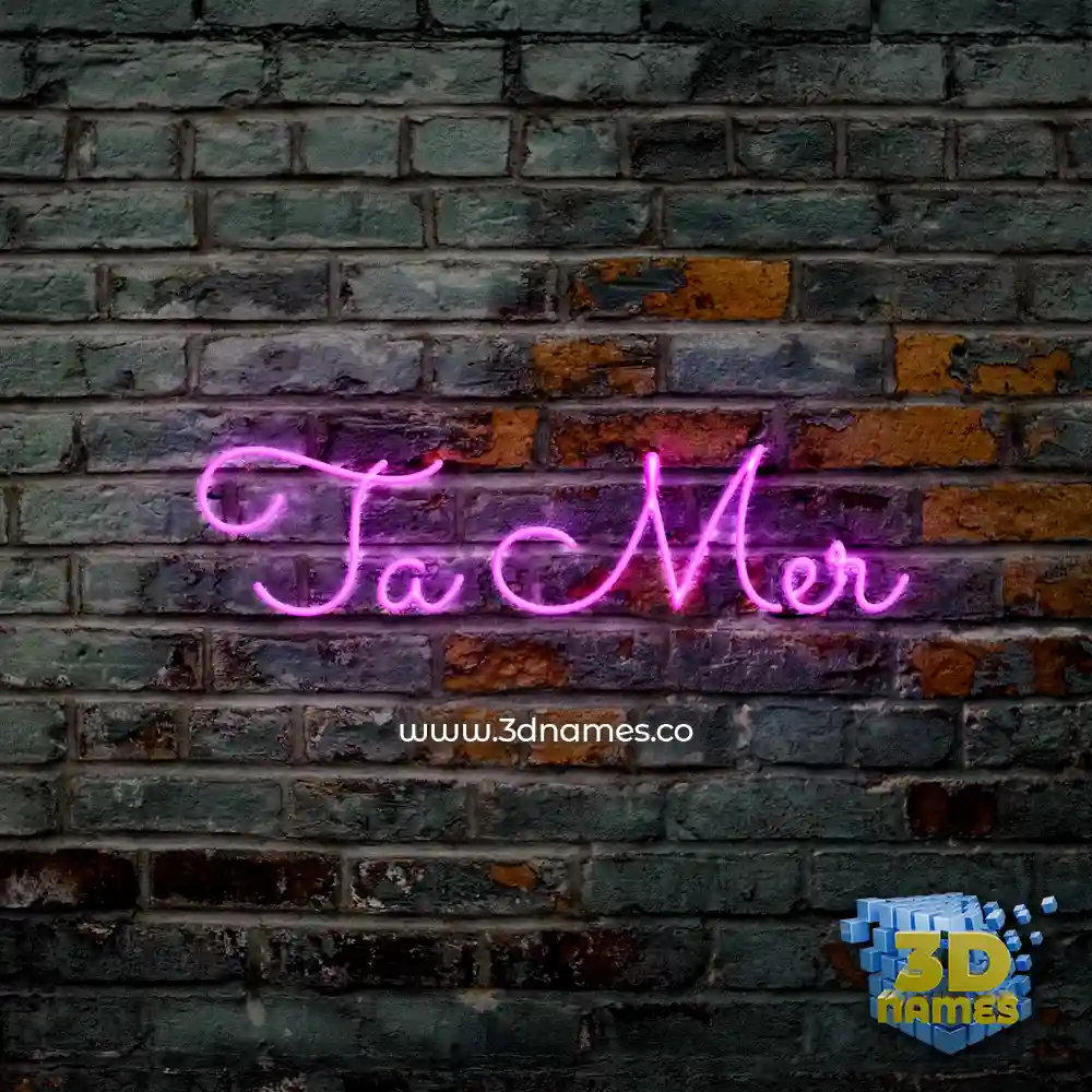 ta mer in Pink Neon style - 3D name wallpaper