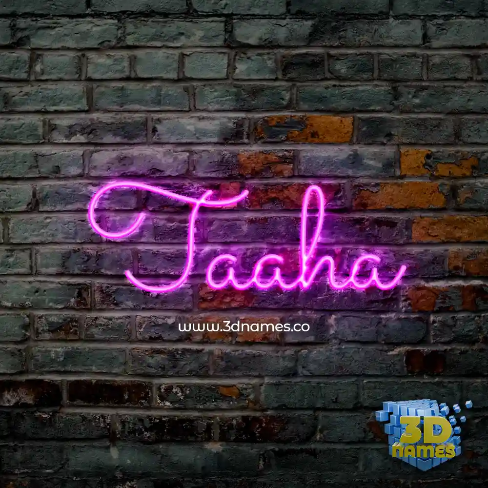 taaha in Pink Neon style - 3D name wallpaper