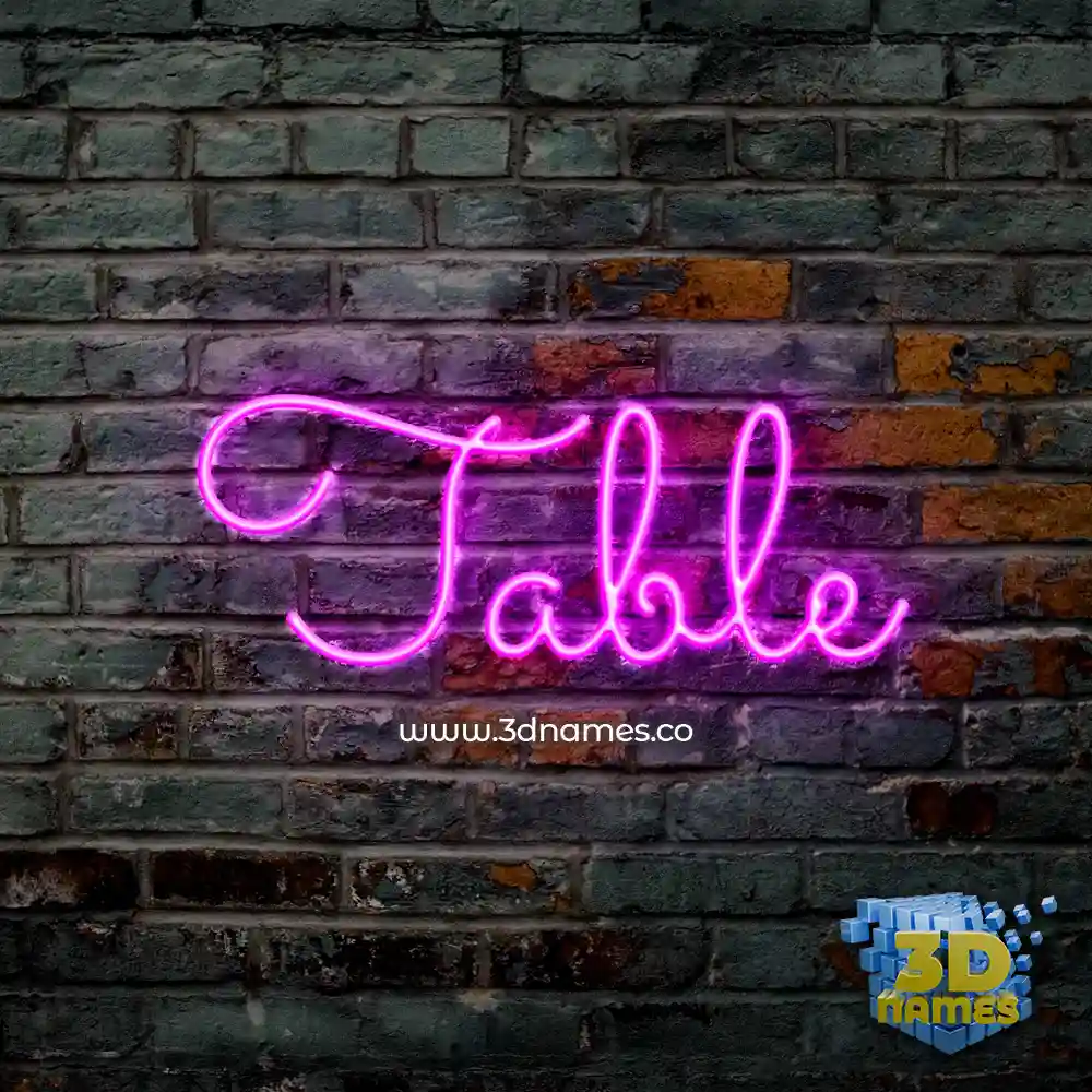 table in Pink Neon style - 3D name wallpaper