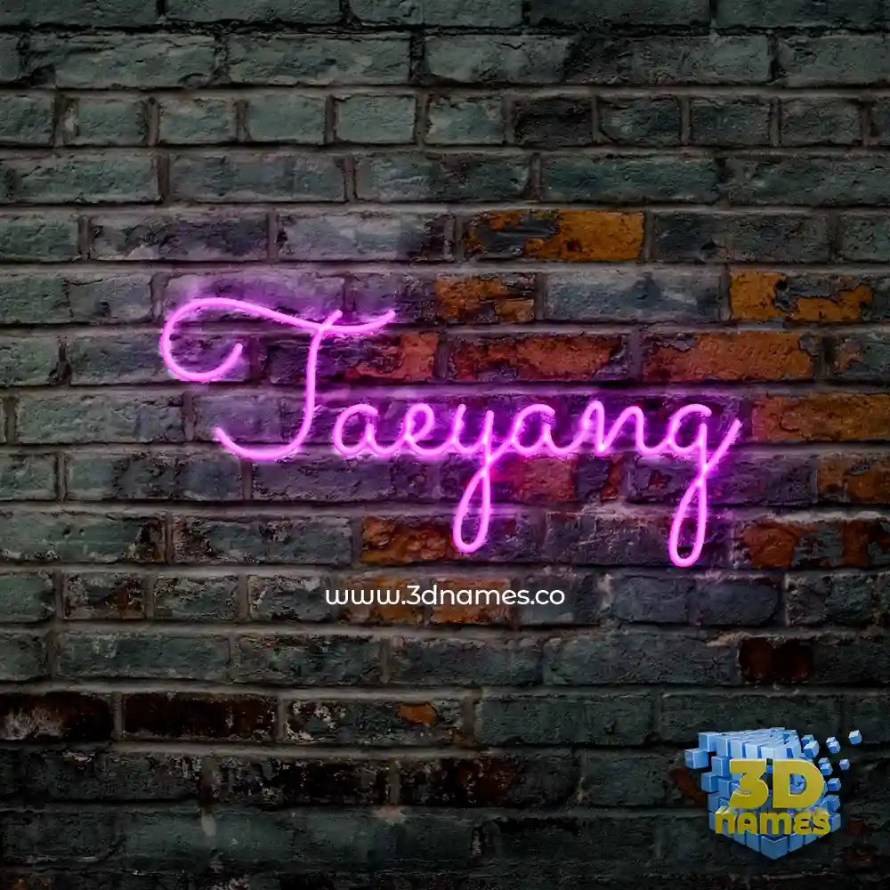 taeyang in Pink Neon style - 3D name wallpaper