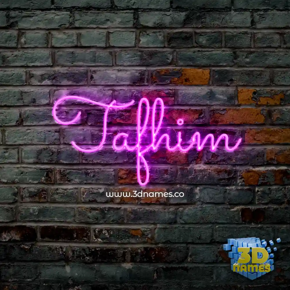tafhim in Pink Neon style - 3D name wallpaper