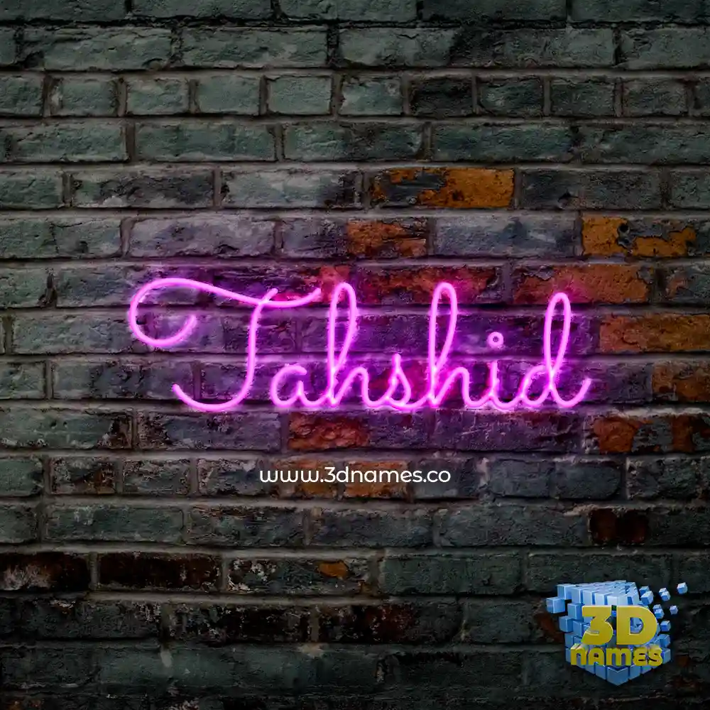 tahshid in Pink Neon style - 3D name wallpaper