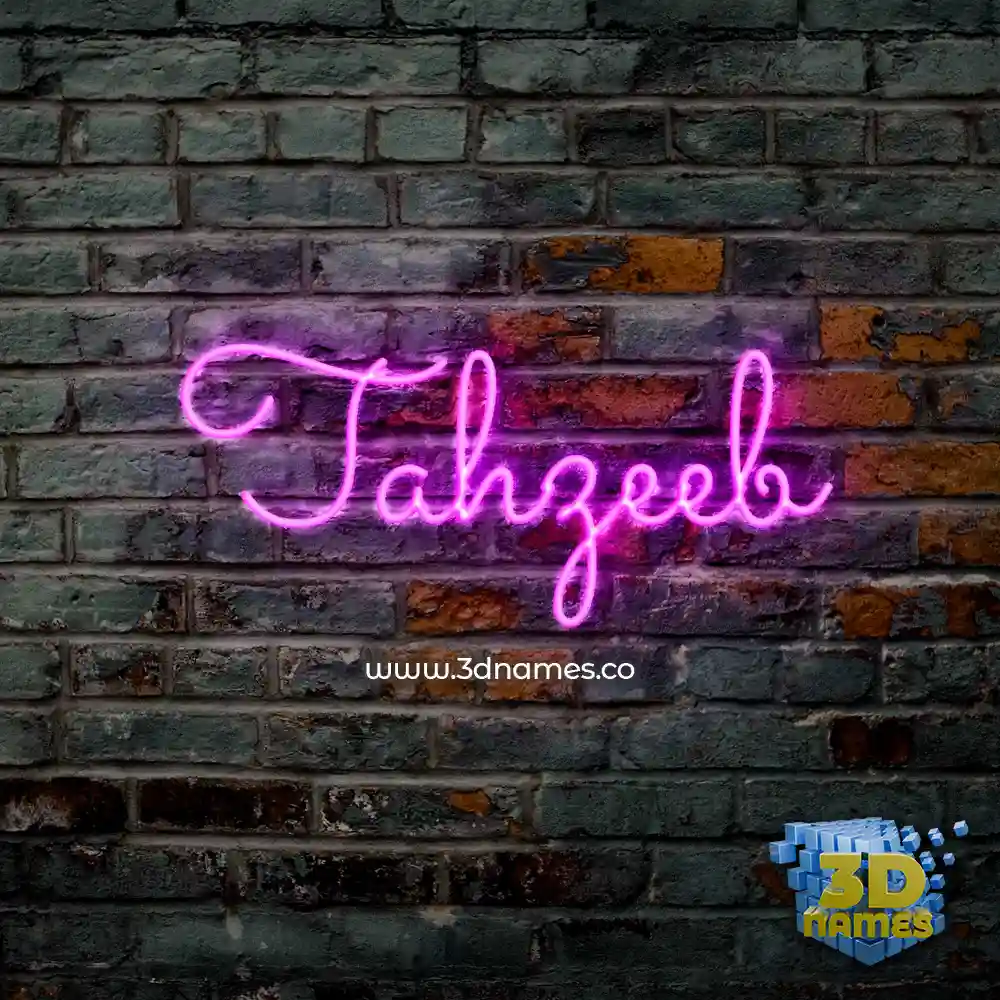 tahzeeb in Pink Neon style - 3D name wallpaper