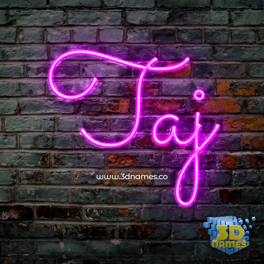 taj in Pink Neon style - 3D name wallpaper
