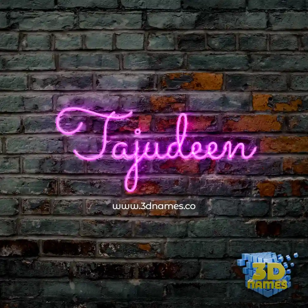 tajudeen in Pink Neon style - 3D name wallpaper