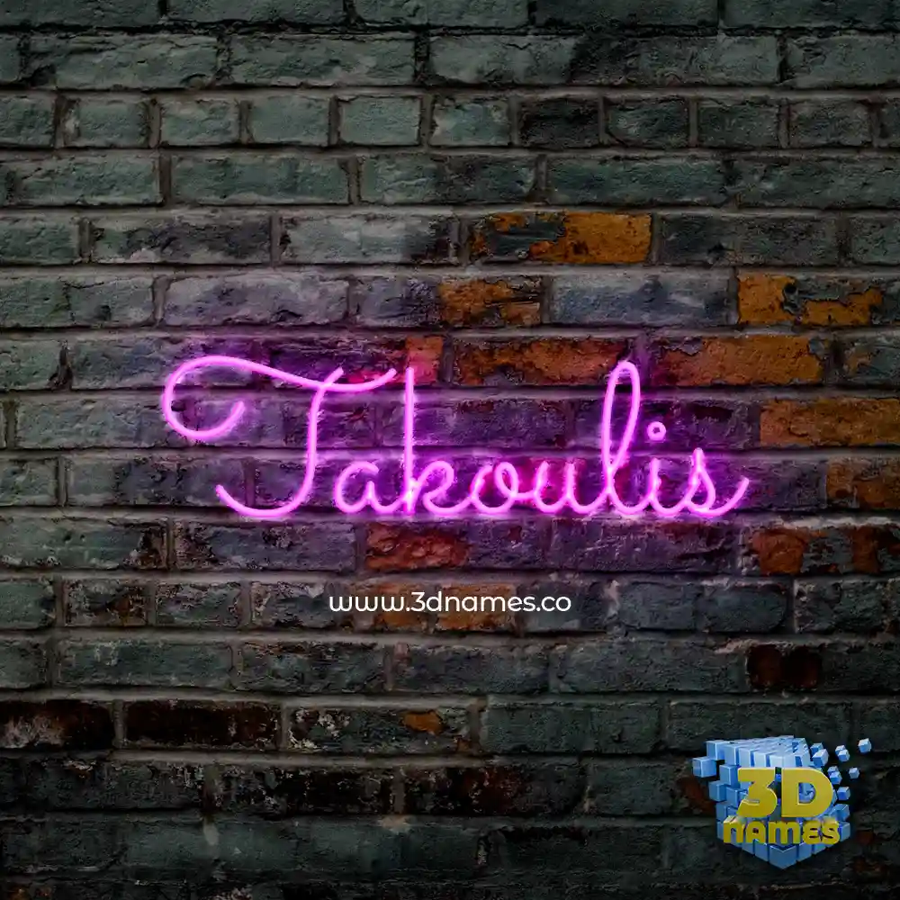 takoulis in Pink Neon style - 3D name wallpaper