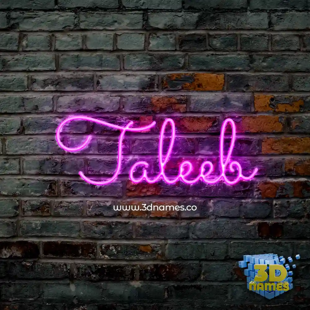 taleeb in Pink Neon style - 3D name wallpaper