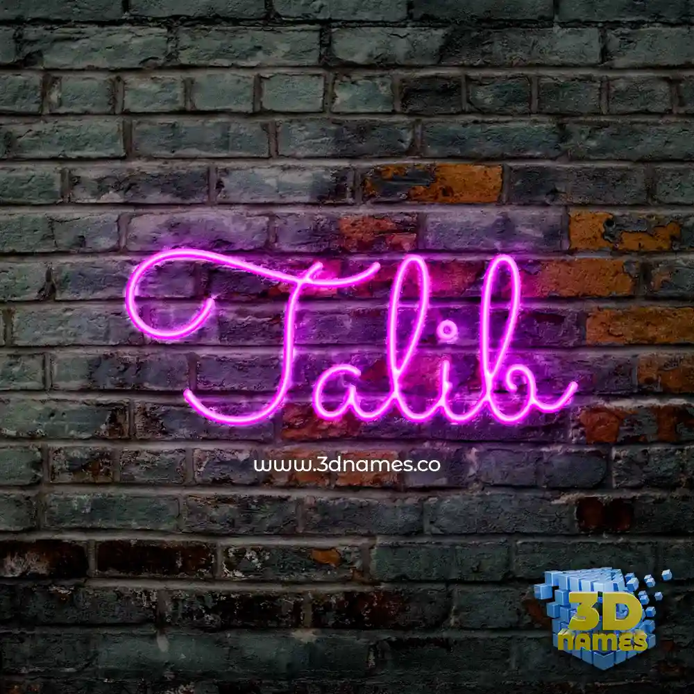 talib in Pink Neon style - 3D name wallpaper