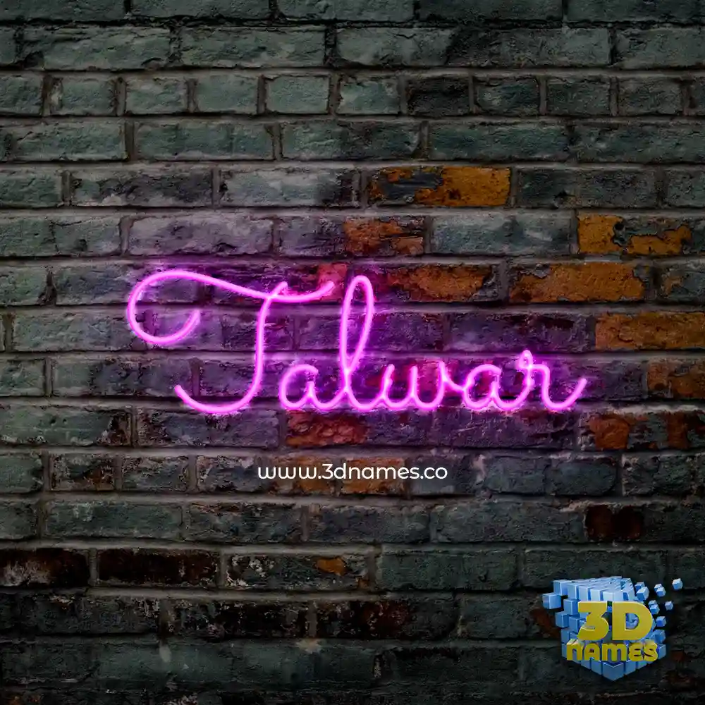 talwar in Pink Neon style - 3D name wallpaper