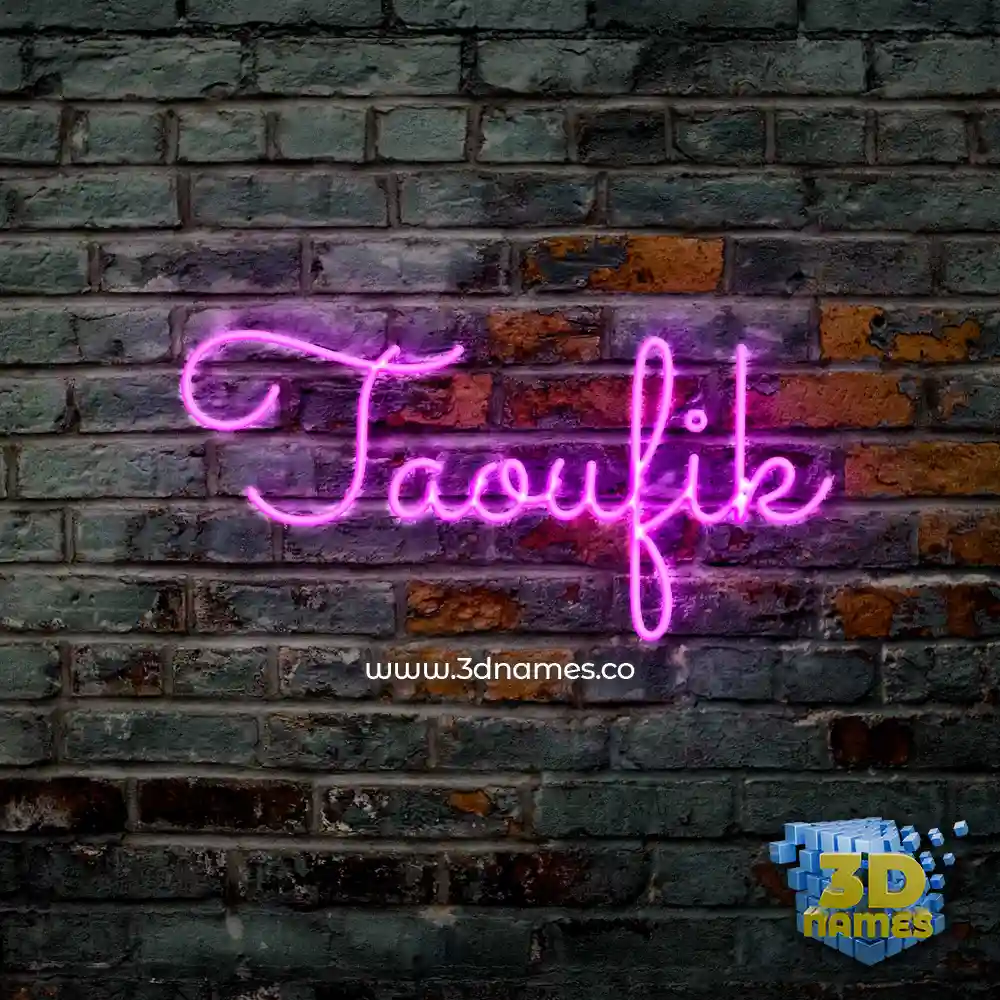taoufik in Pink Neon style - 3D name wallpaper