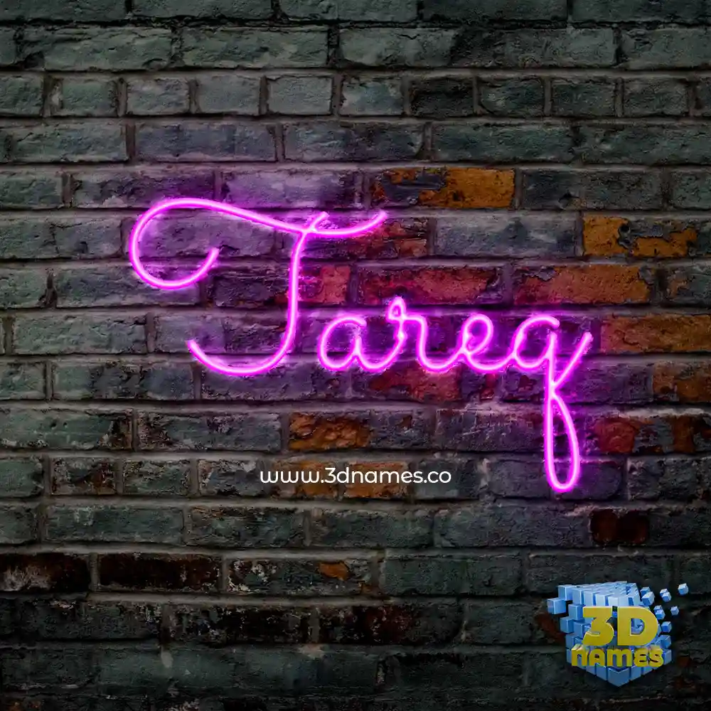 tareq in Pink Neon style - 3D name wallpaper