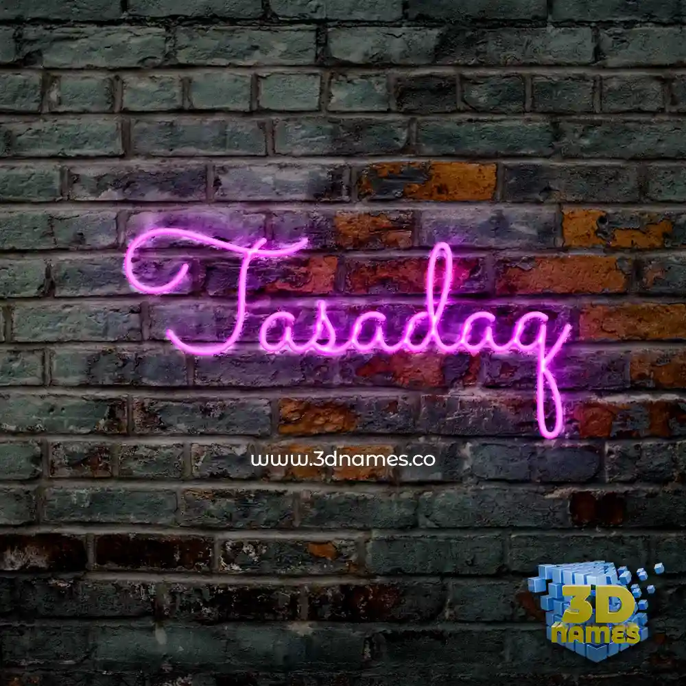 tasadaq in Pink Neon style - 3D name wallpaper