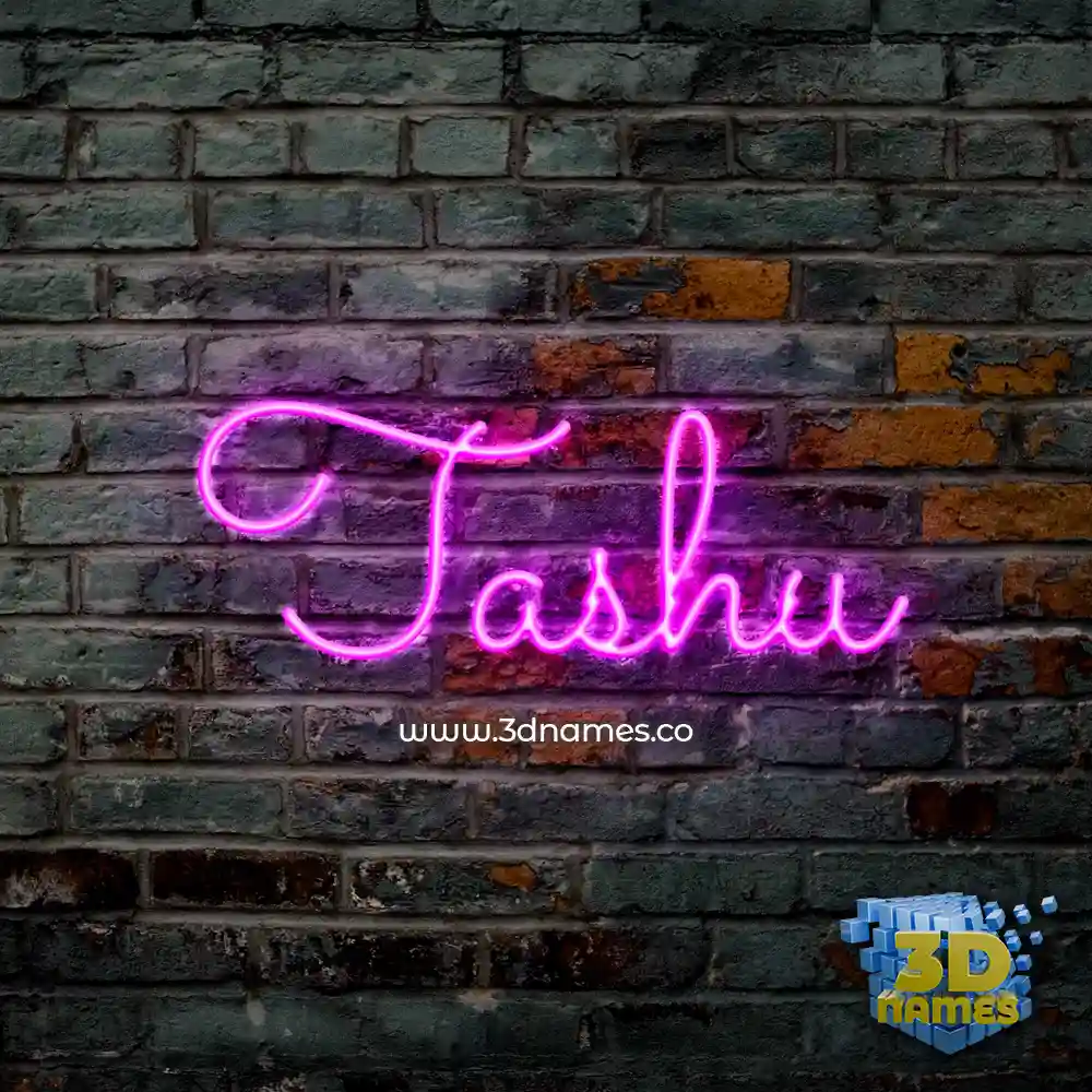 tashu in Pink Neon style - 3D name wallpaper