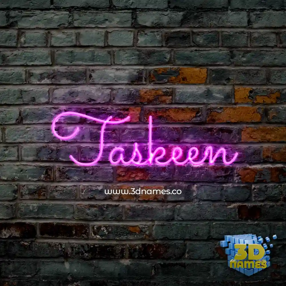 taskeen in Pink Neon style - 3D name wallpaper