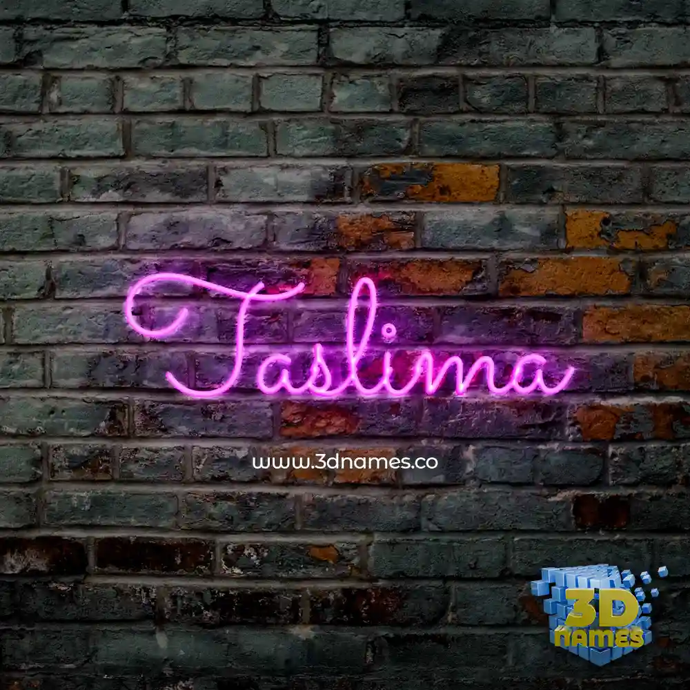 taslima in Pink Neon style - 3D name wallpaper