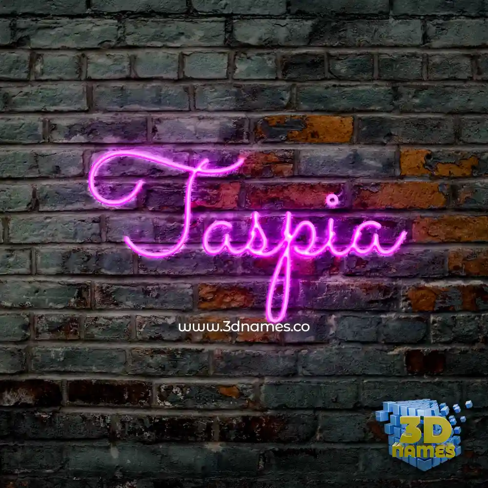 taspia in Pink Neon style - 3D name wallpaper