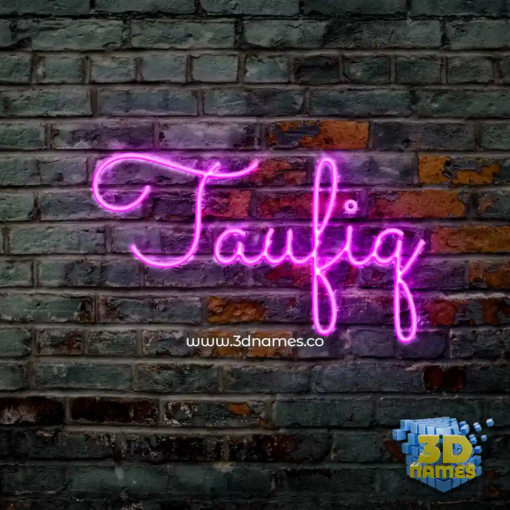 taufiq in Pink Neon style - 3D name wallpaper