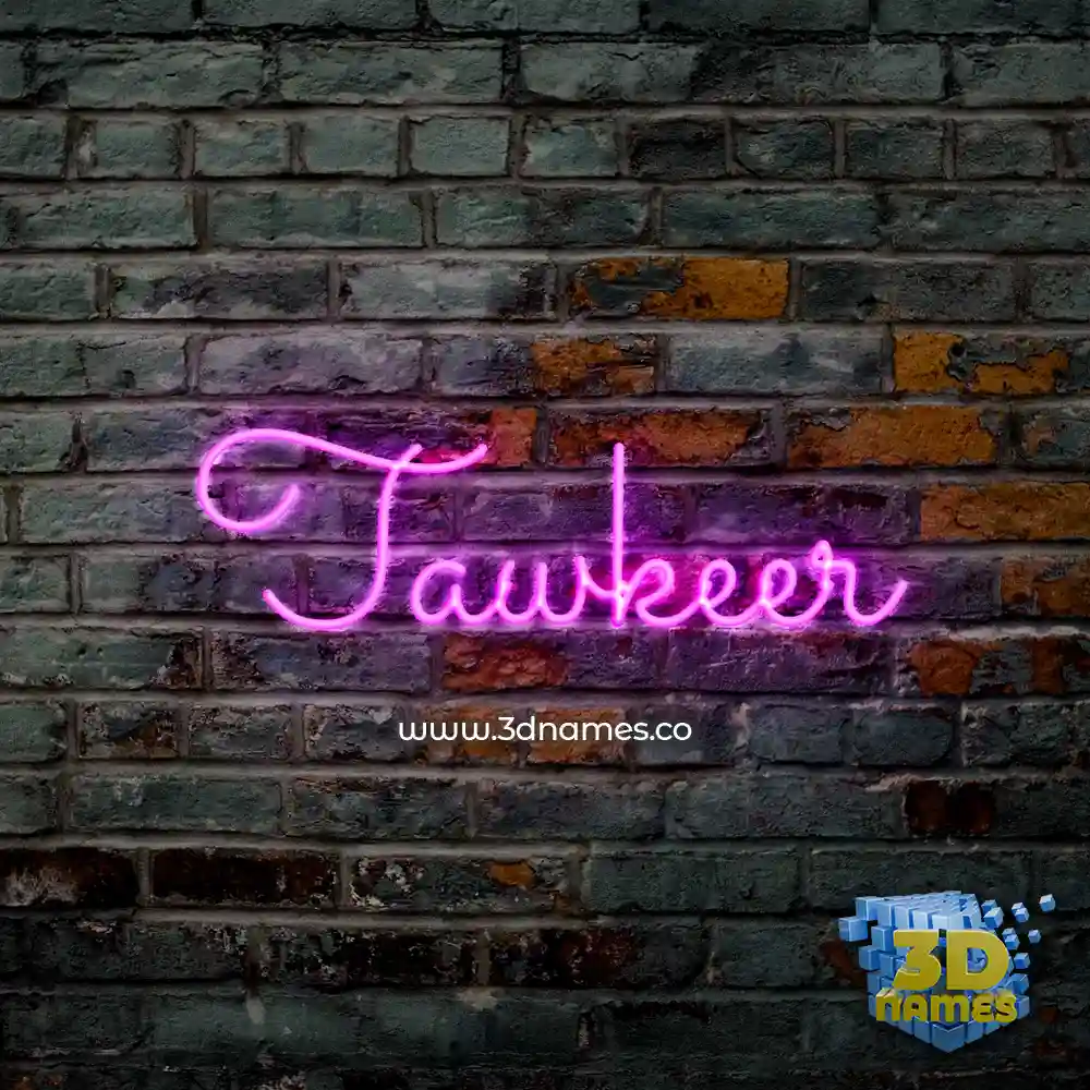 tawkeer in Pink Neon style - 3D name wallpaper