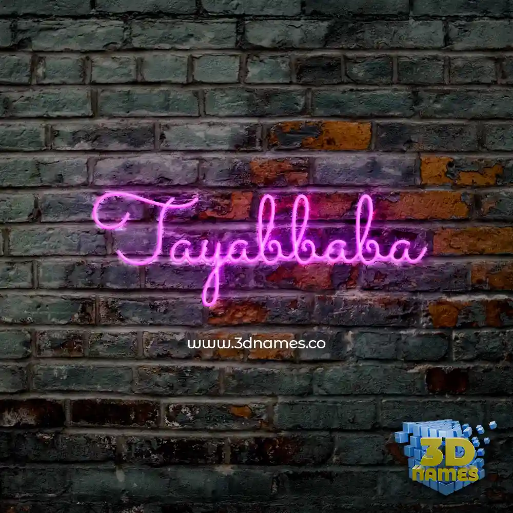 tayabbaba in Pink Neon style - 3D name wallpaper