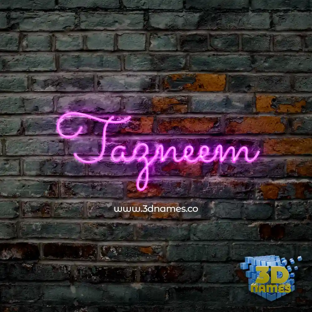 tazneem in Pink Neon style - 3D name wallpaper