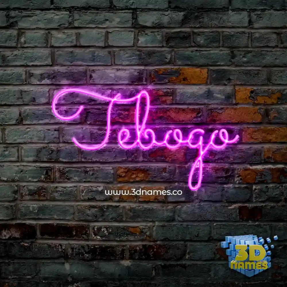 tebogo in Pink Neon style - 3D name wallpaper