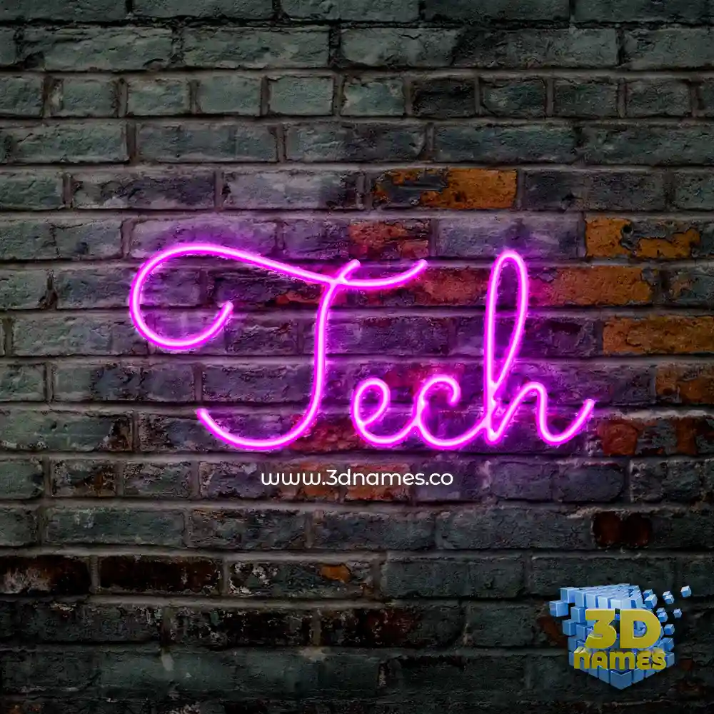 tech in Pink Neon style - 3D name wallpaper