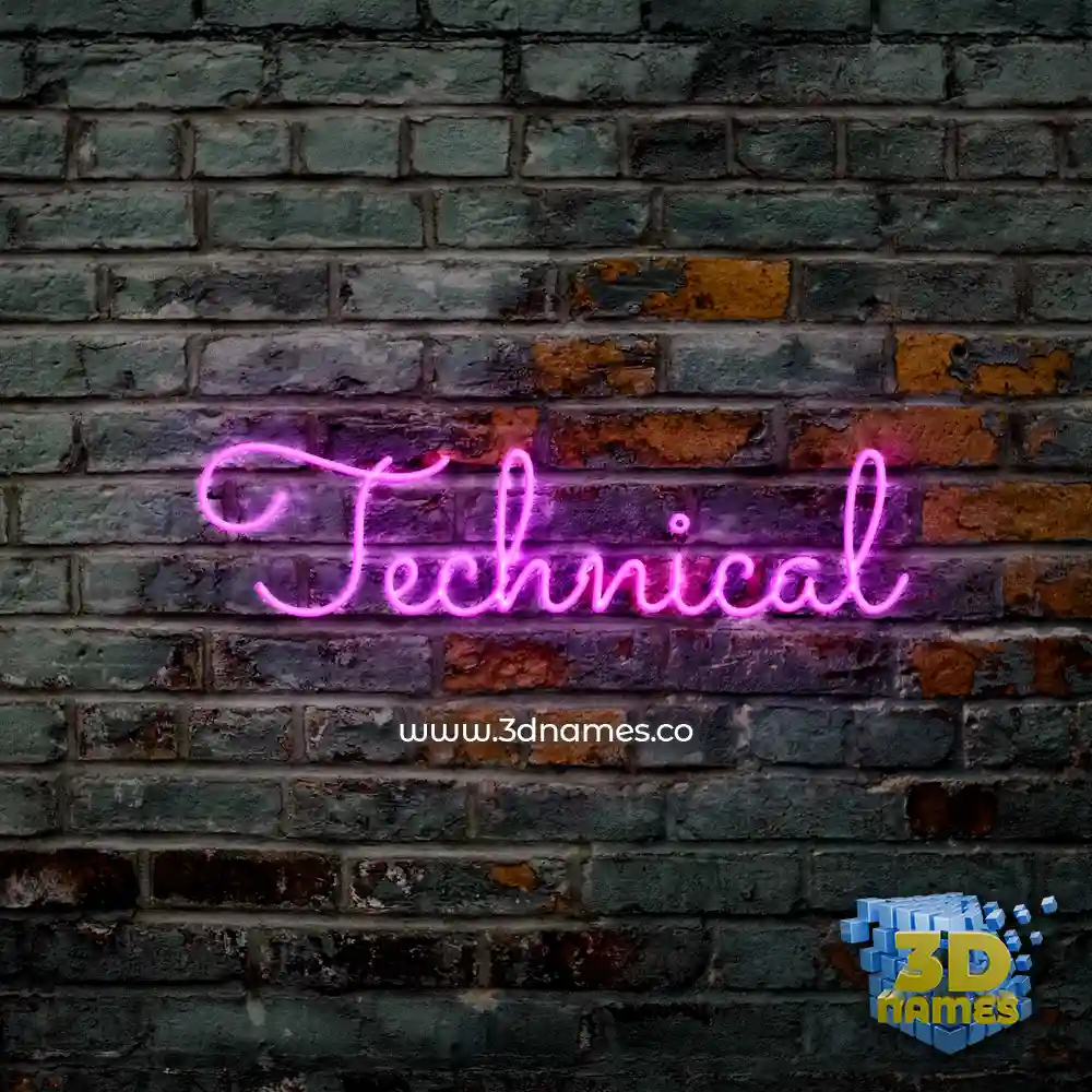 technical in Pink Neon style - 3D name wallpaper