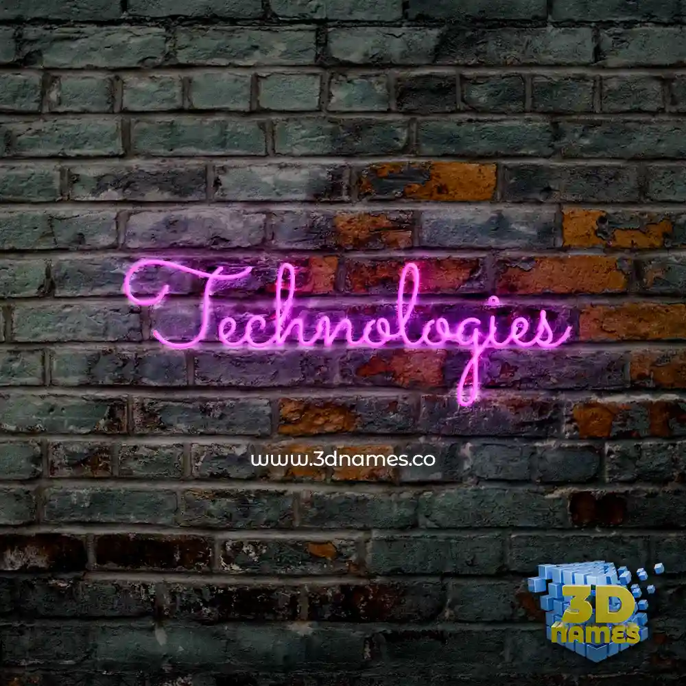 technologies in Pink Neon style - 3D name wallpaper