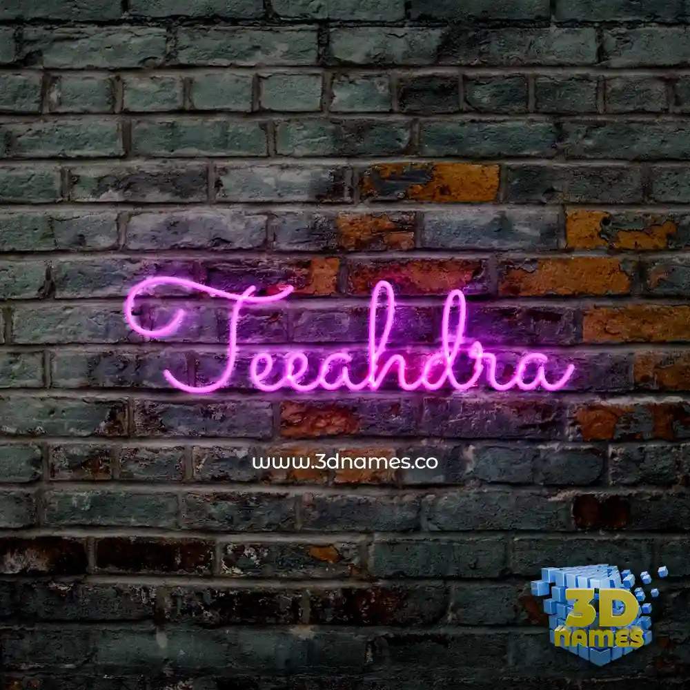teeahdra in Pink Neon style - 3D name wallpaper