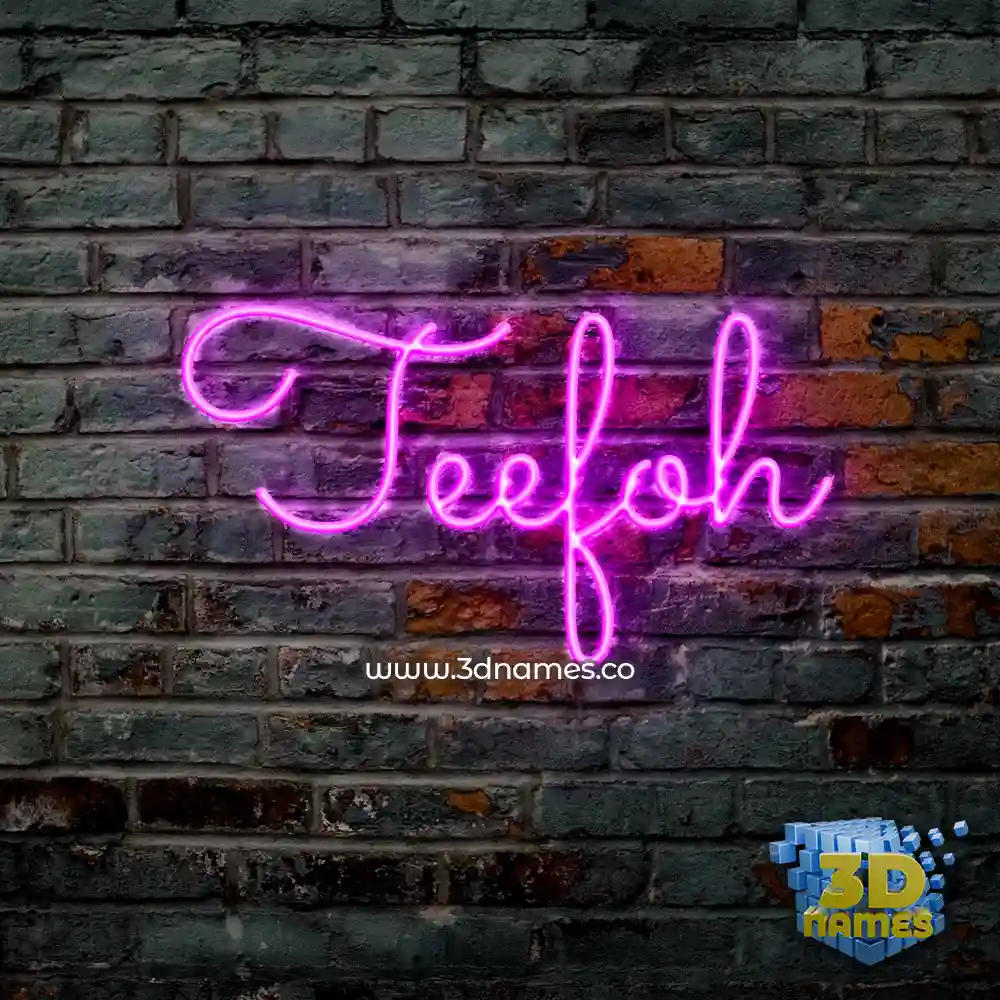 teefoh in Pink Neon style - 3D name wallpaper