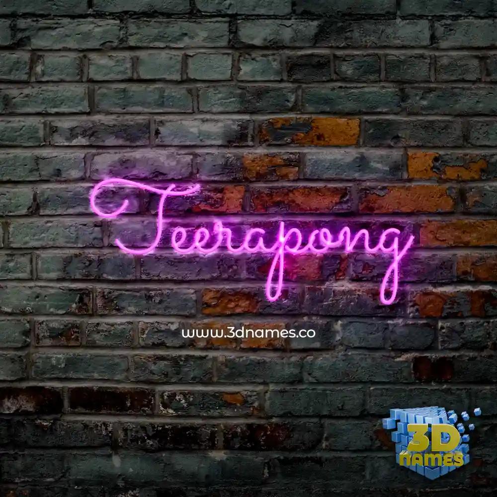 teerapong in Pink Neon style - 3D name wallpaper
