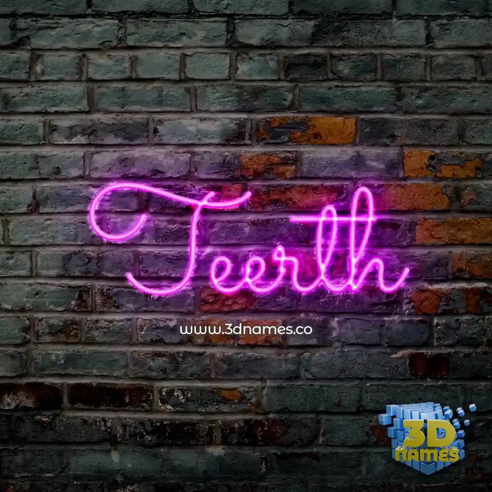 teerth in Pink Neon style - 3D name wallpaper