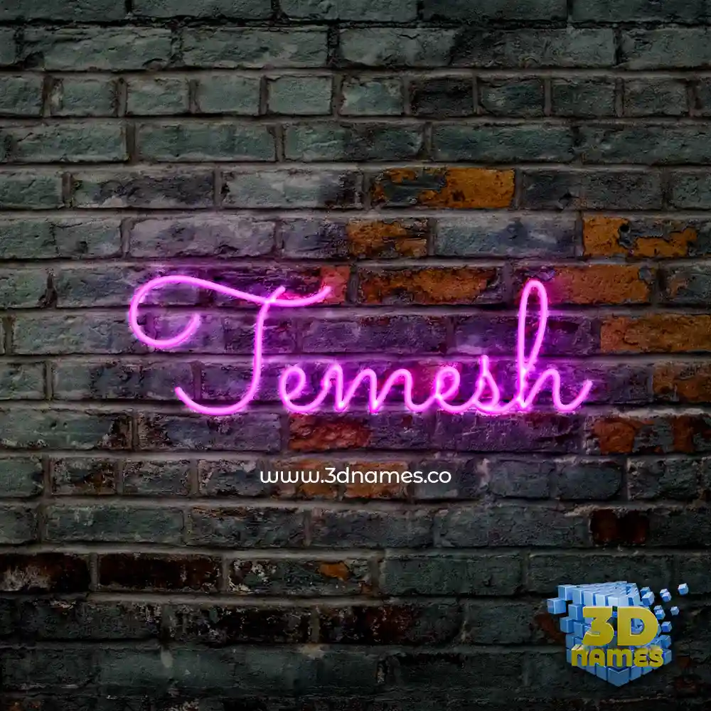 temesh in Pink Neon style - 3D name wallpaper
