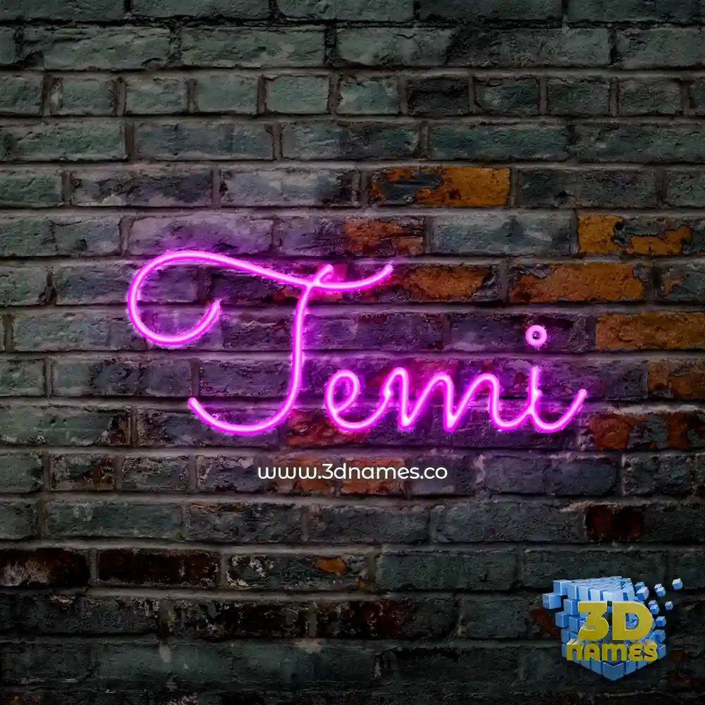 temi in Pink Neon style - 3D name wallpaper