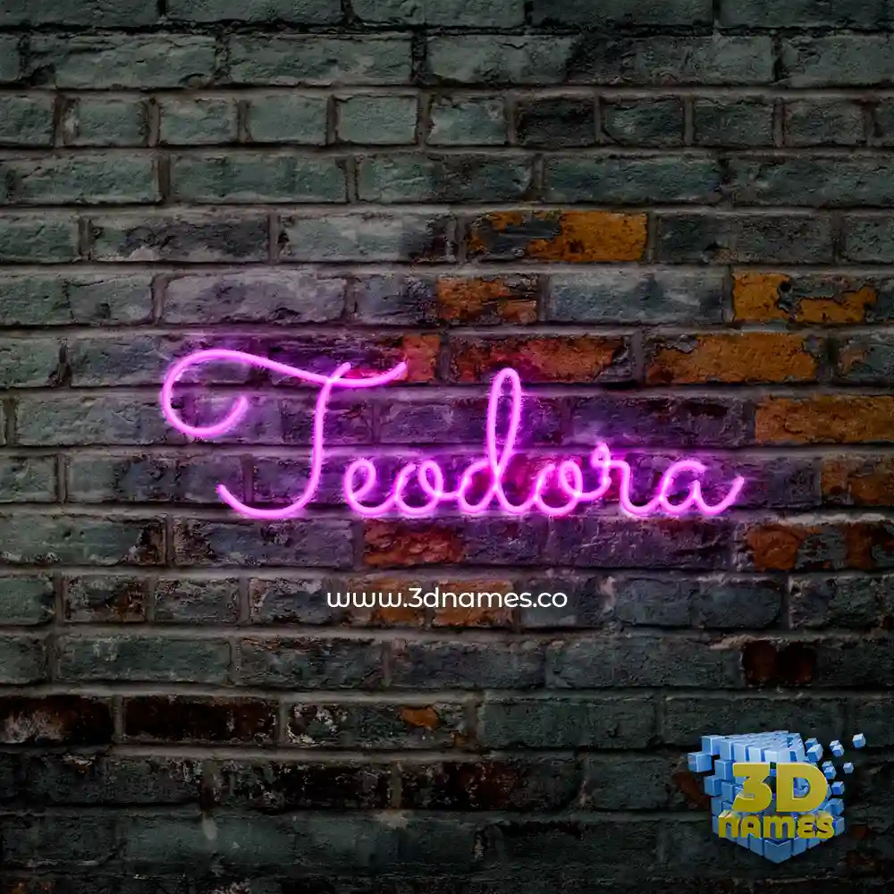 teodora in Pink Neon style - 3D name wallpaper