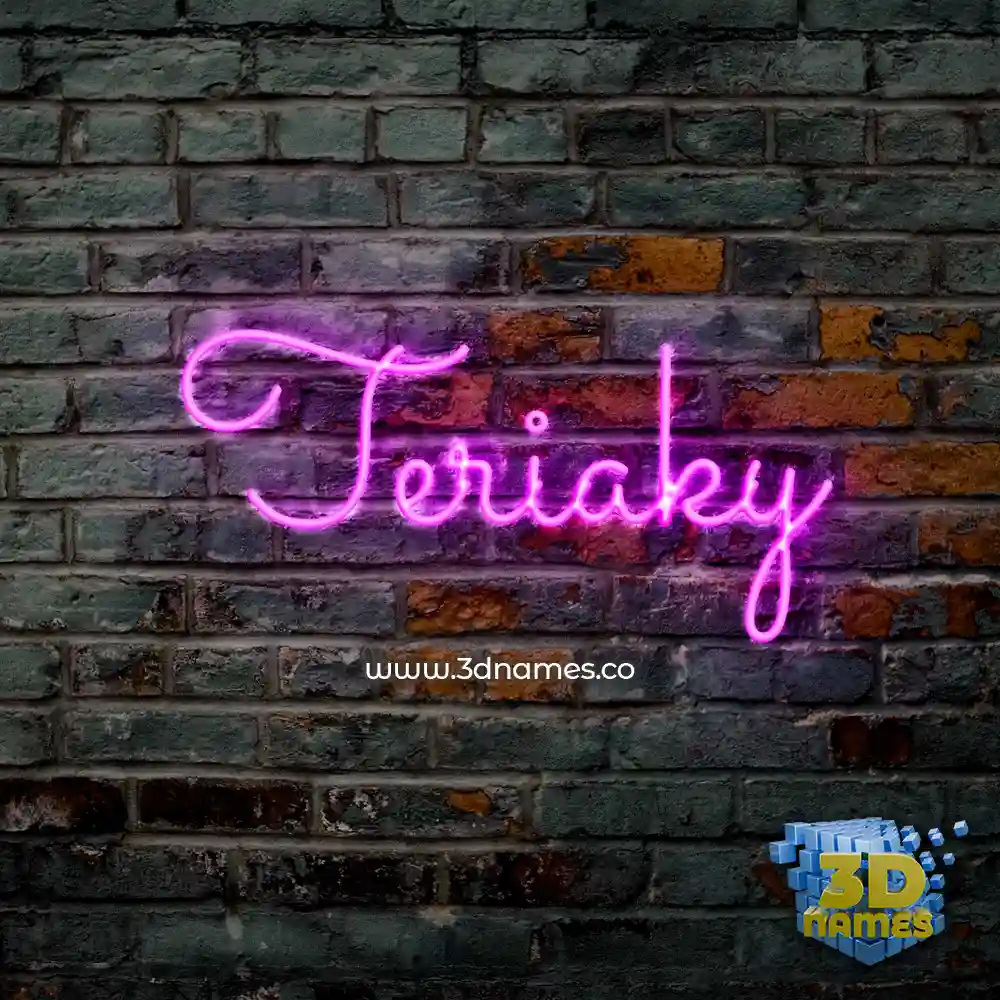 teriaky in Pink Neon style - 3D name wallpaper