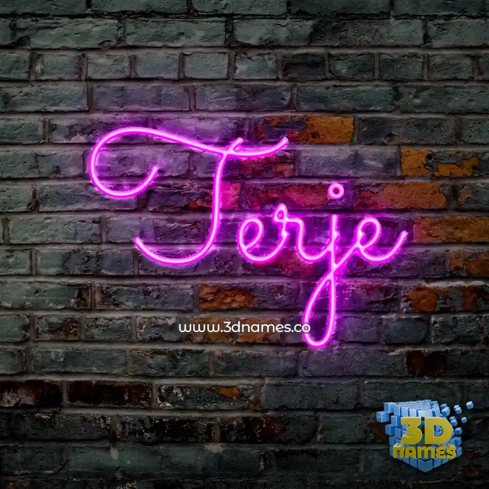 terje in Pink Neon style - 3D name wallpaper