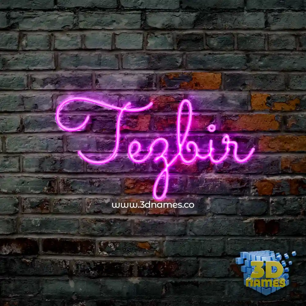 tezbir in Pink Neon style - 3D name wallpaper