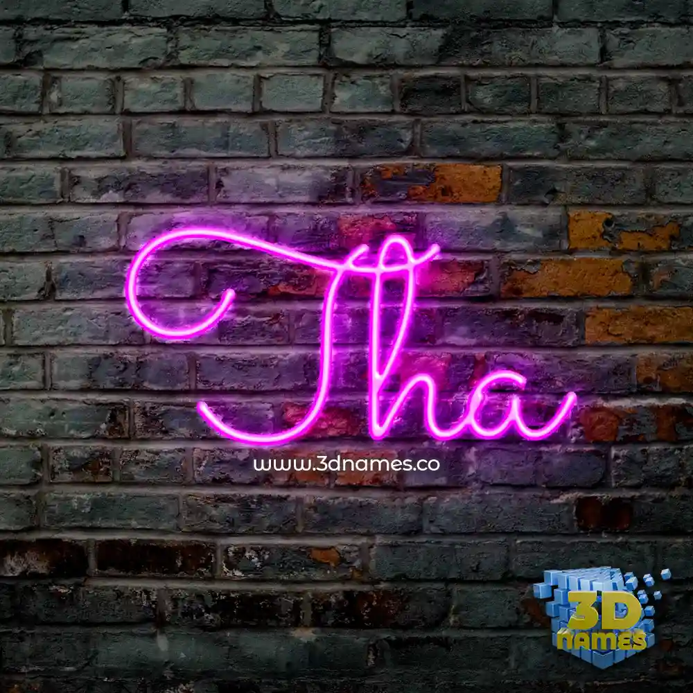 tha in Pink Neon style - 3D name wallpaper