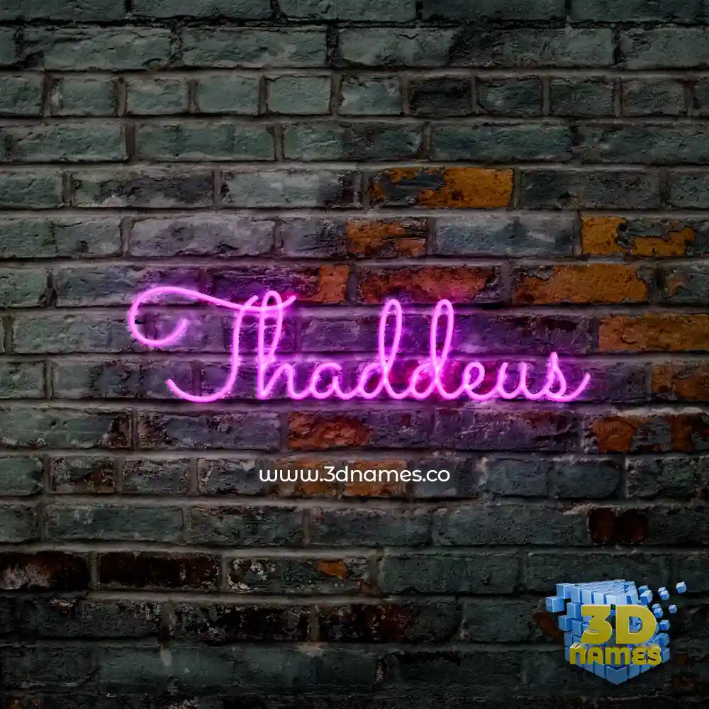 thaddeus in Pink Neon style - 3D name wallpaper