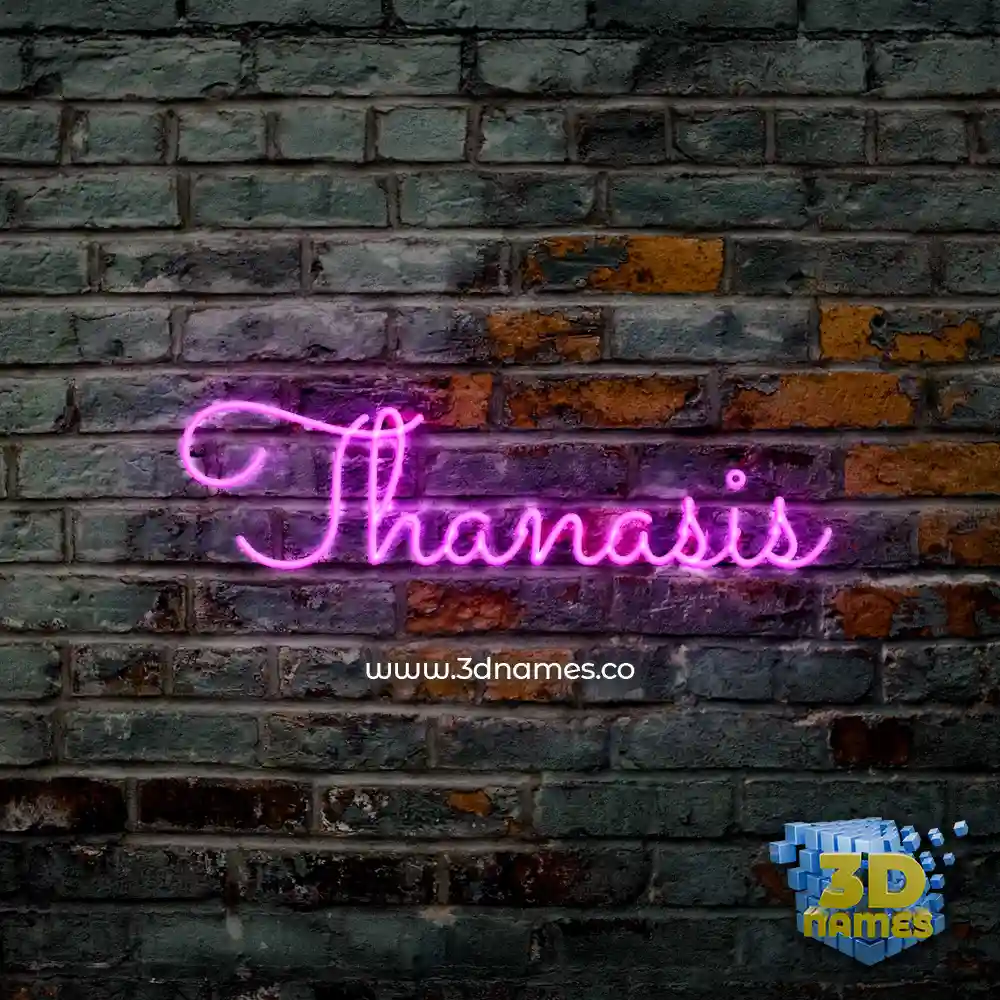 thanasis in Pink Neon style - 3D name wallpaper