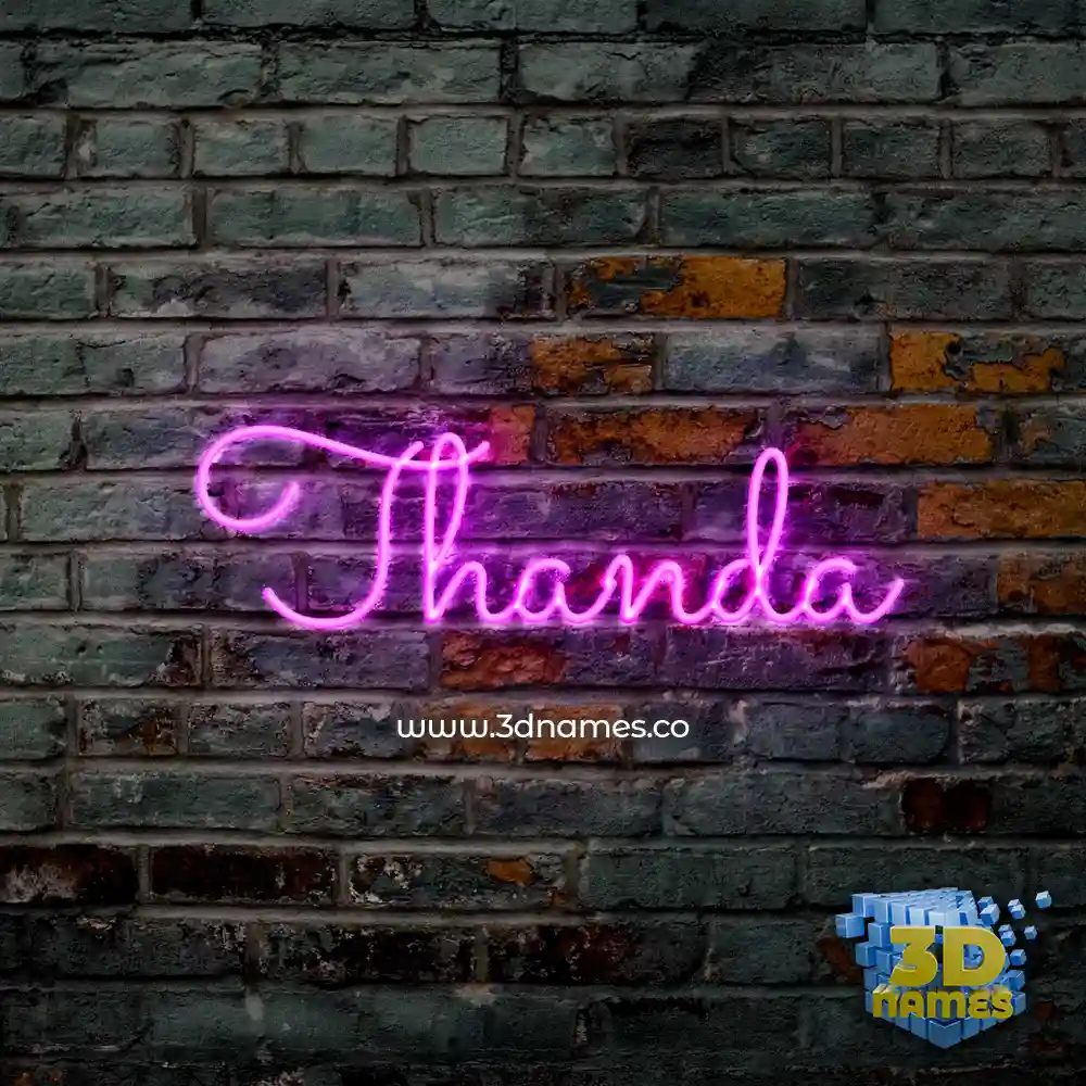 thanda in Pink Neon style - 3D name wallpaper