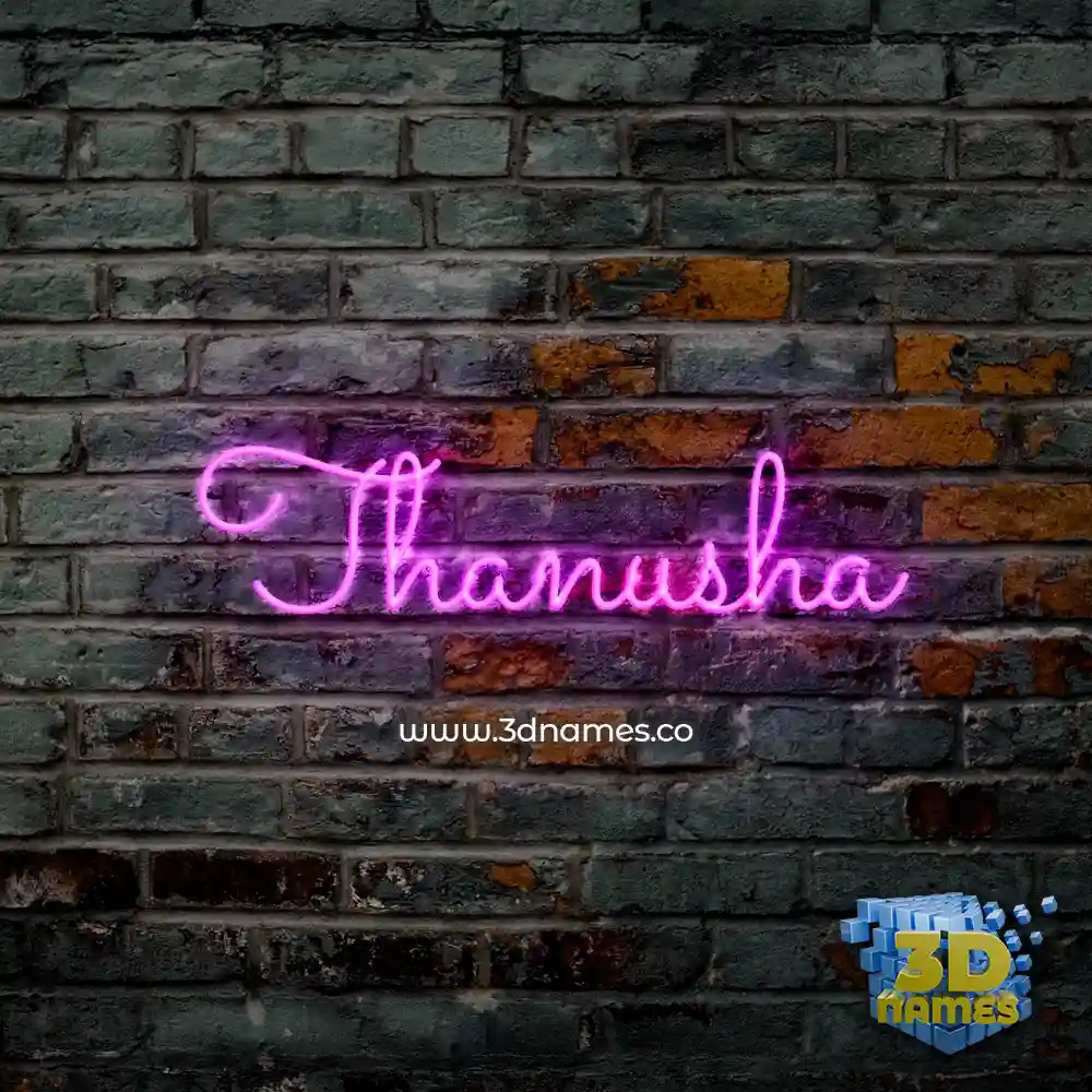 thanusha in Pink Neon style - 3D name wallpaper