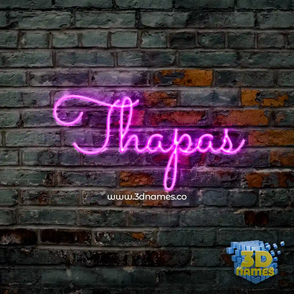 thapas in Pink Neon style - 3D name wallpaper