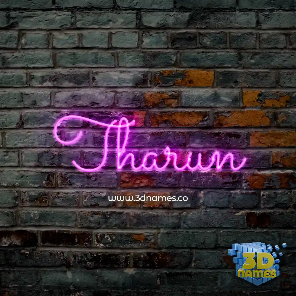 tharun in Pink Neon style - 3D name wallpaper