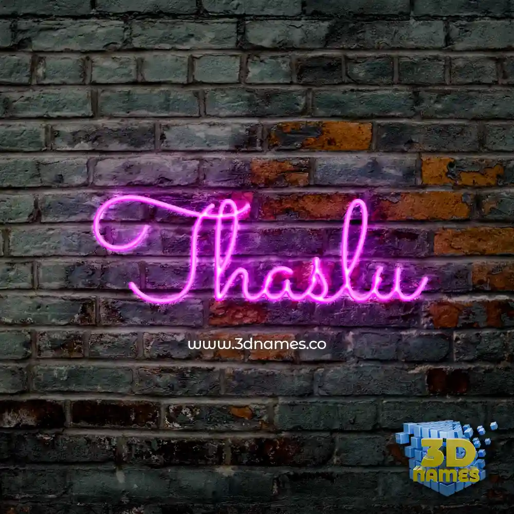 thaslu in Pink Neon style - 3D name wallpaper