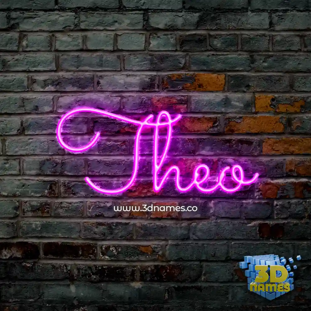 theo in Pink Neon style - 3D name wallpaper