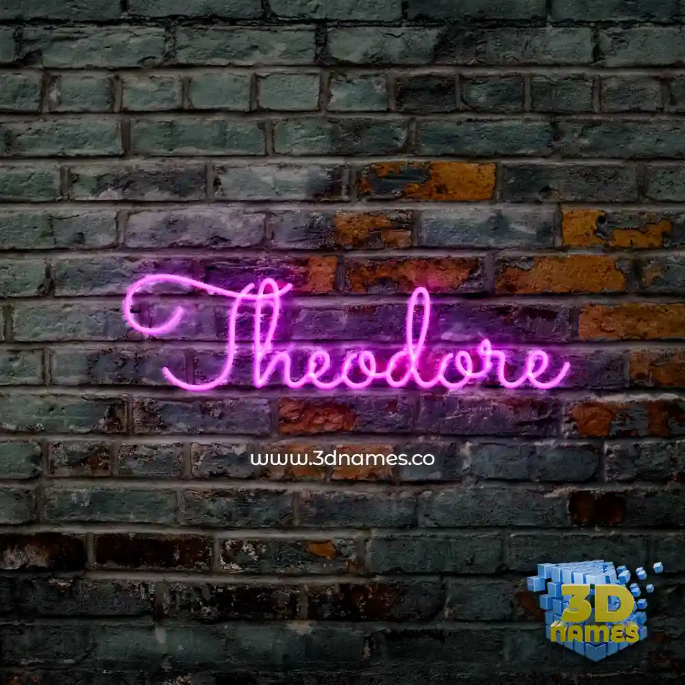 theodore in Pink Neon style - 3D name wallpaper