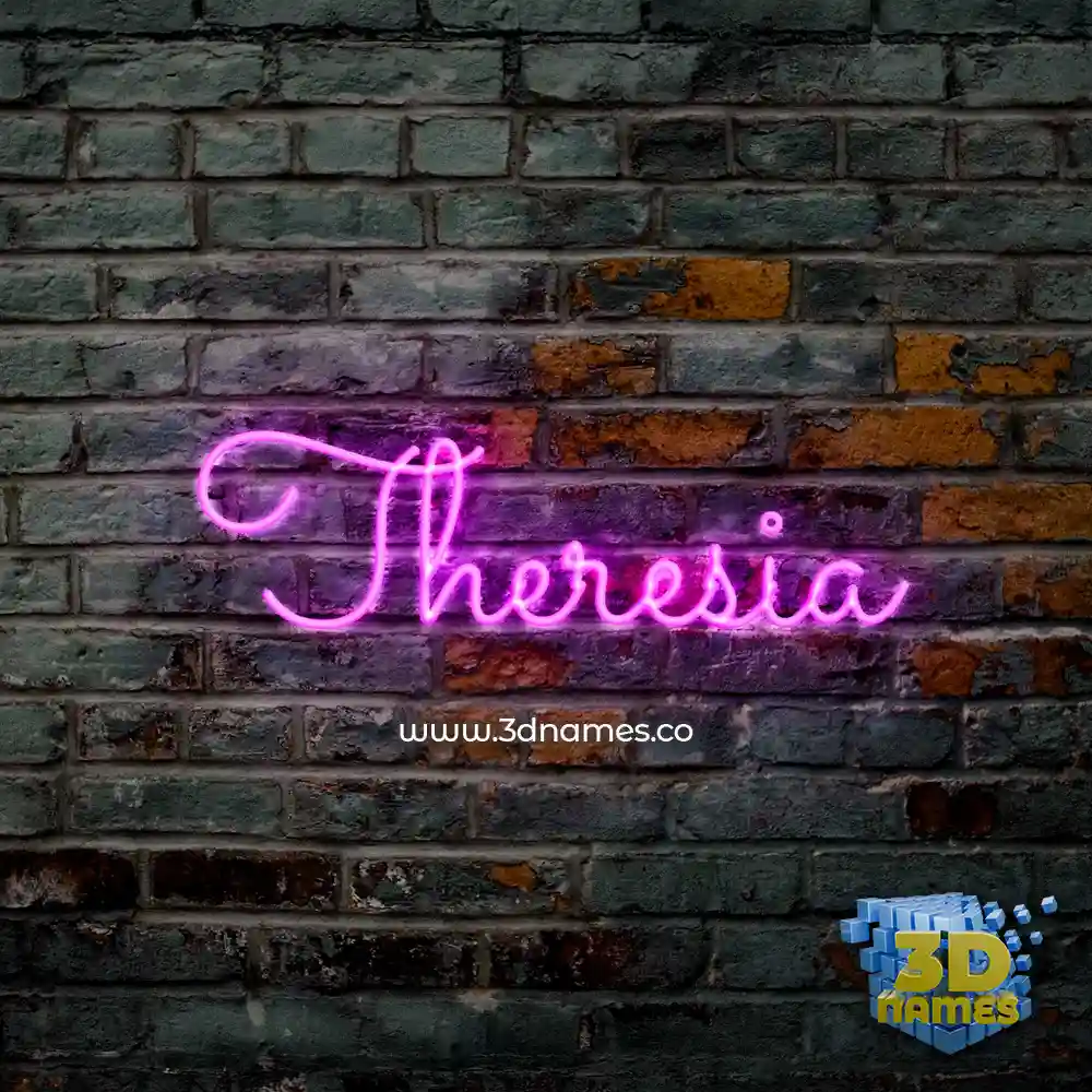 theresia in Pink Neon style - 3D name wallpaper